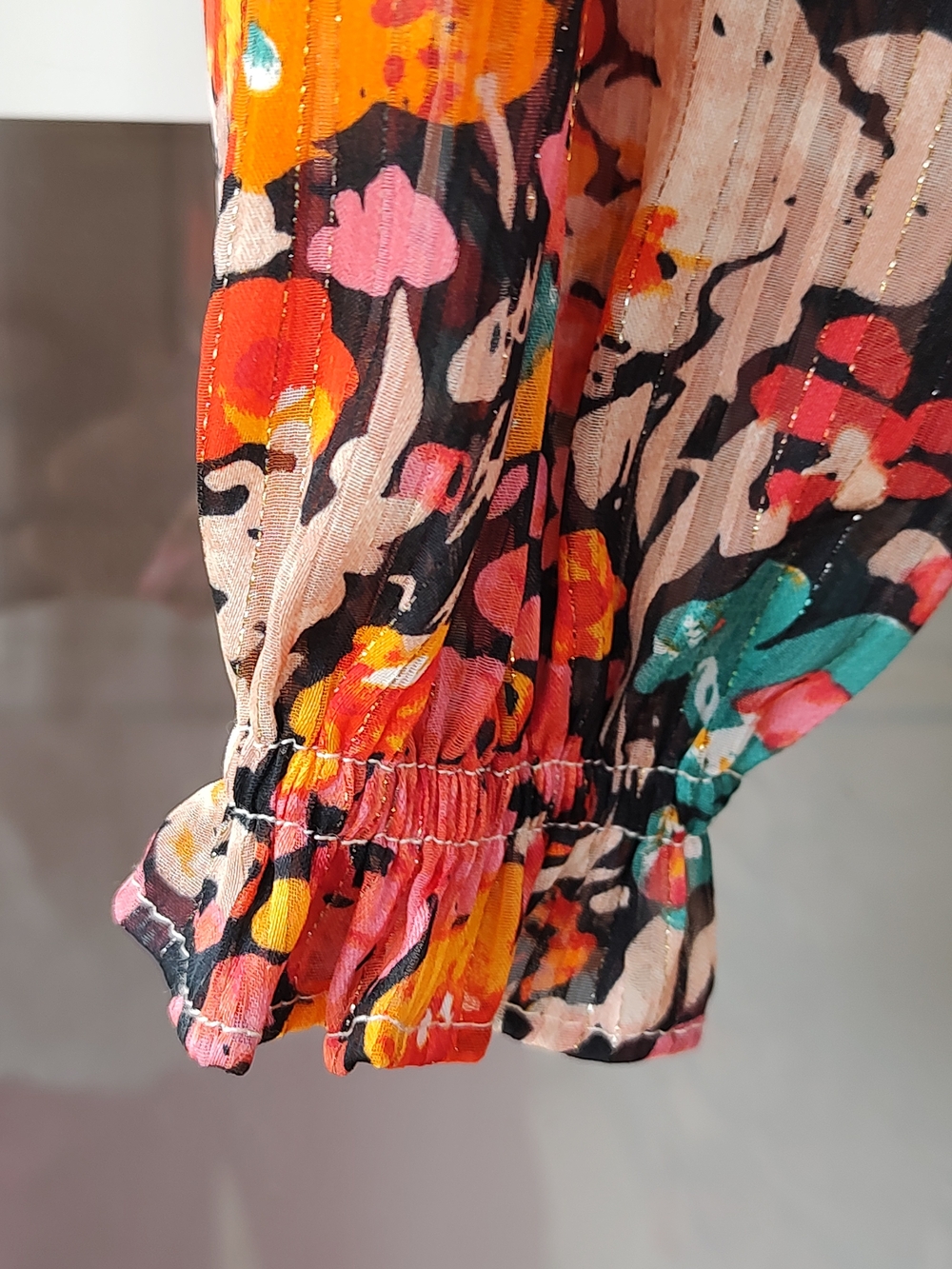 Umgee Floral Tiered Long Sleeve Maxi Dress - Pink Orange Floral - Picture 4 of 9